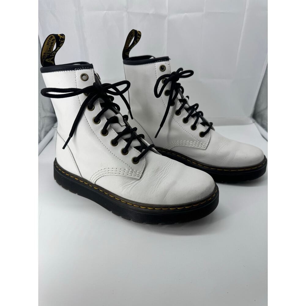 Dr Martens Zavala white lace up combat boots size 7
